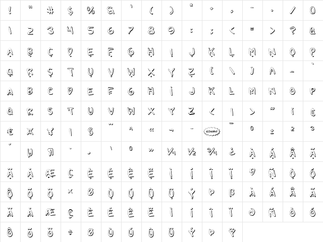 2Toon2 Shadow Shadow  glyph index