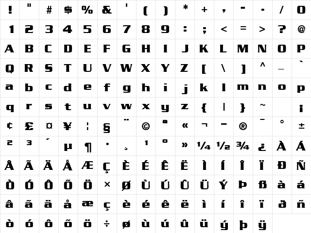 BoostSSK Bold  glyph index