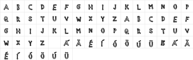 Studdedfreeline Regular  glyph index