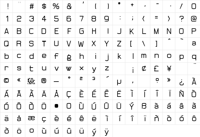 Arigatou Kamisama Normal  glyph index