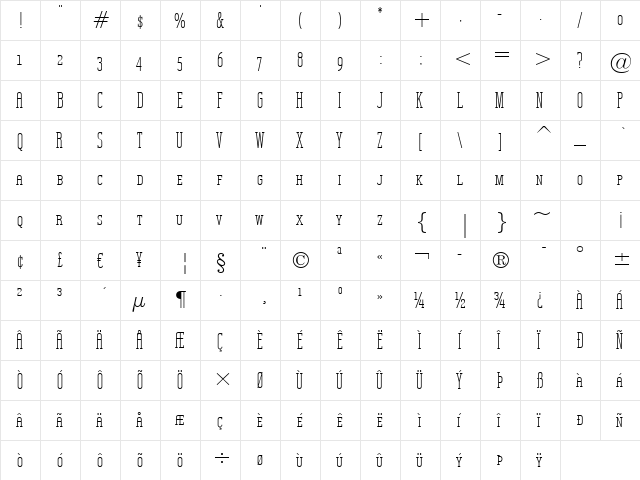 Unknown Caller BTN SC Regular  glyph index