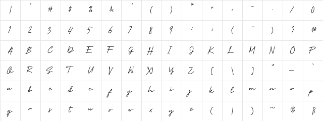 Sarmilla Regular  glyph index