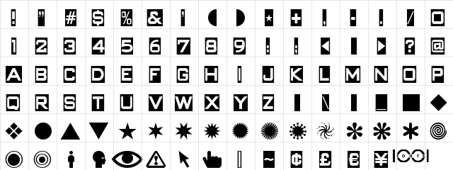 Swish Buttons NF Regular  glyph index