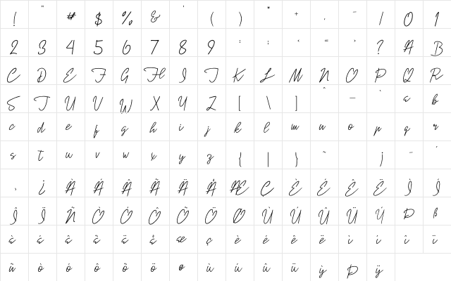 The Hague Regular  glyph index