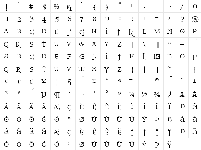 AlchemyGoldA 24  glyph index