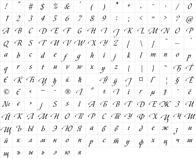 CometaCTT Regular  glyph index