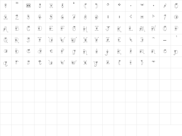 CK Sweet Bows Regular  glyph index