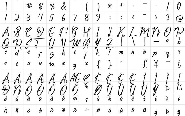 single binghod Regular  glyph index