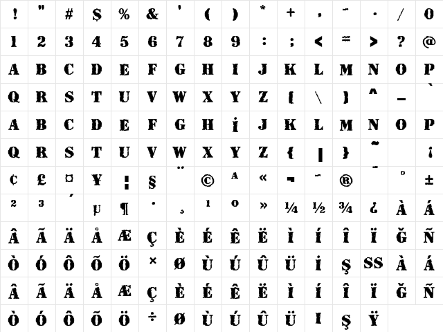 RudakiSolT Regular  glyph index