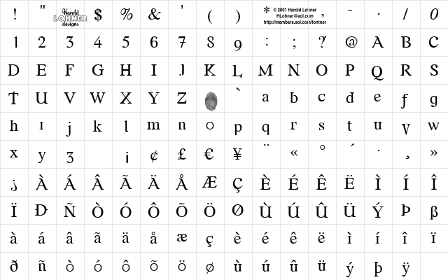 Font Error Regular  glyph index