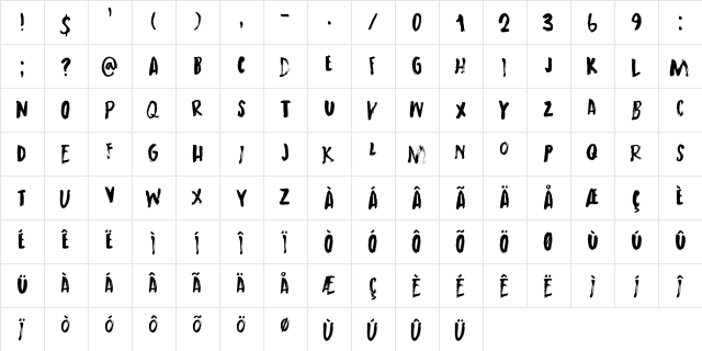 Mortal Coil DEMO Regular  glyph index