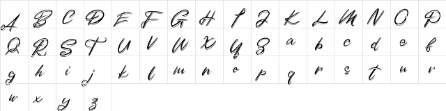 Duythy FREE Regular  glyph index