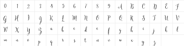 Yulinda Script Demo Regular  glyph index