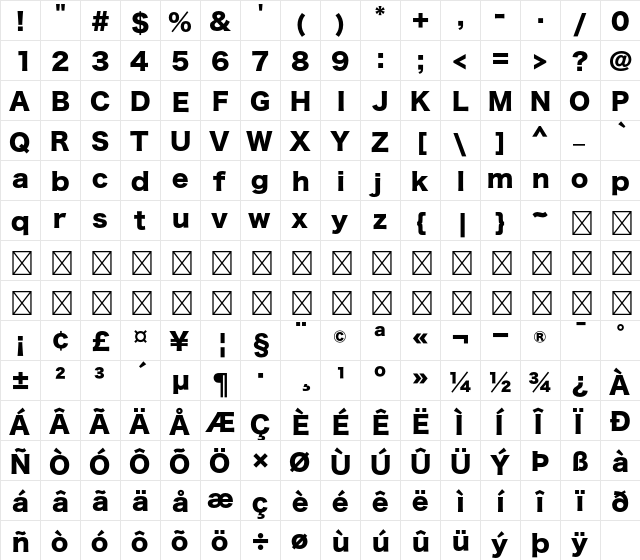 Hiragino Kaku Gothic Std W8  glyph index