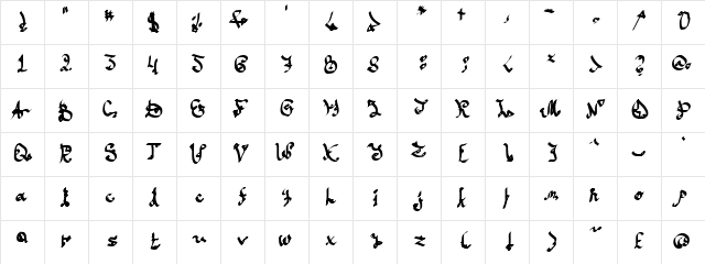 Cazzy Regular  glyph index