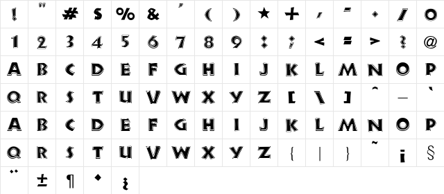 NewLandSport Medium  glyph index