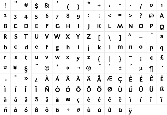 DTL Caspari ST Bold  glyph index