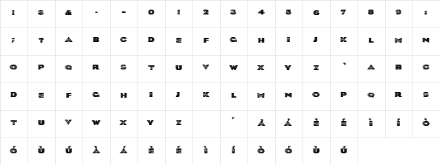 BlkLite Regular  glyph index