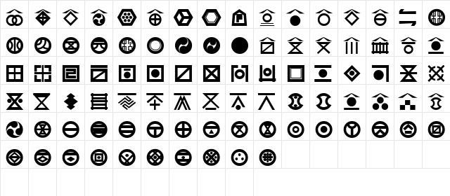 YAGO Regular  glyph index