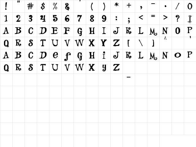 Jeannie Regular  glyph index