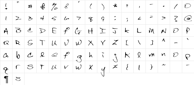 DS ScrawlC Regular  glyph index