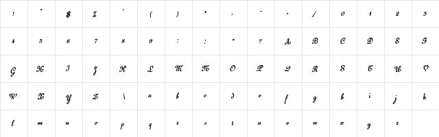 EustonScriptSSK BoldItalic  glyph index