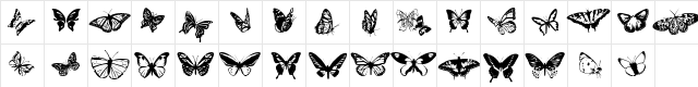 Butterflies Regular  glyph index