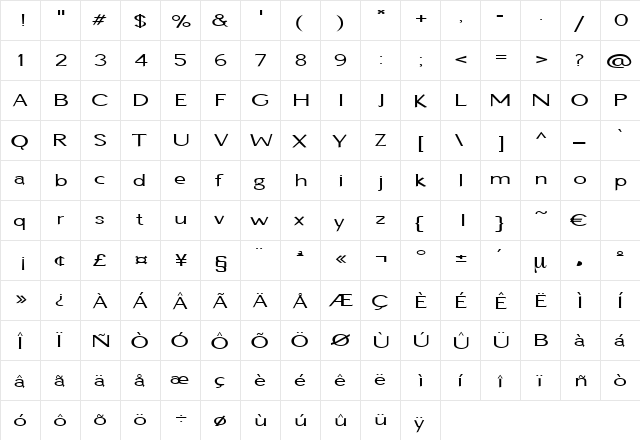 Enzyklika Regular  glyph index