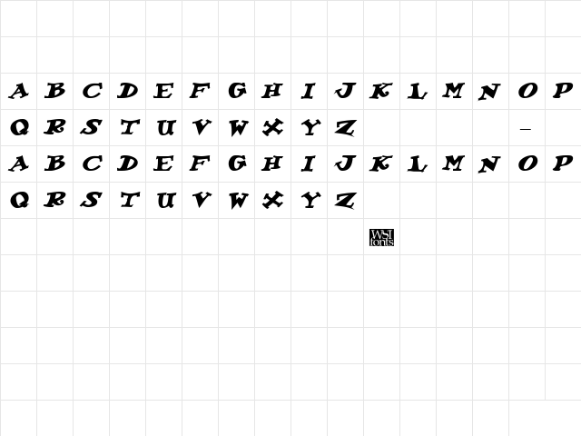 KoolKapsDisplayHvy Bold Italic  glyph index