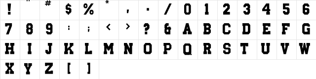 Football-Caps Regular  glyph index
