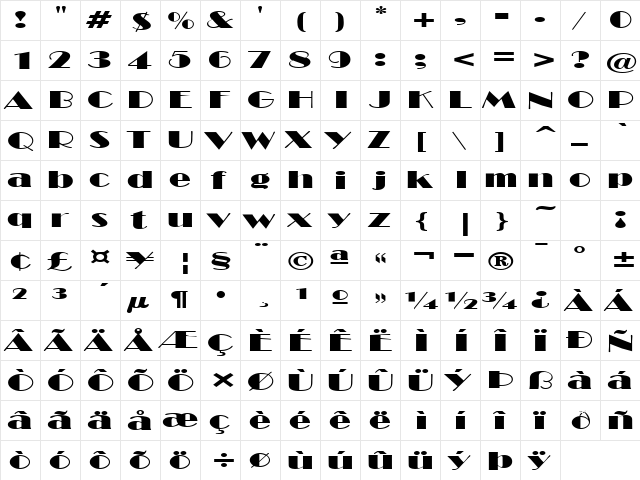 PT Capone Extended Normal  glyph index