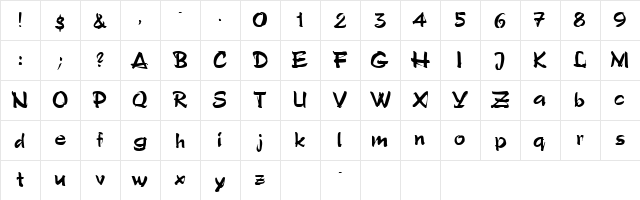 RUPERTA Regular  glyph index