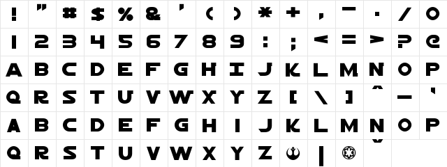 Jedi Solid Normal  glyph index