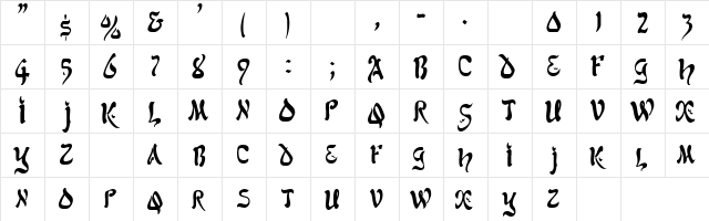 SolomonCondensed Regular  glyph index