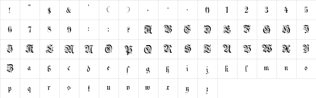 66 Regular  glyph index