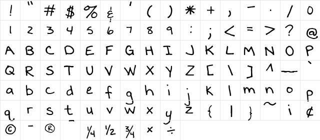 FG Kim Regular  glyph index