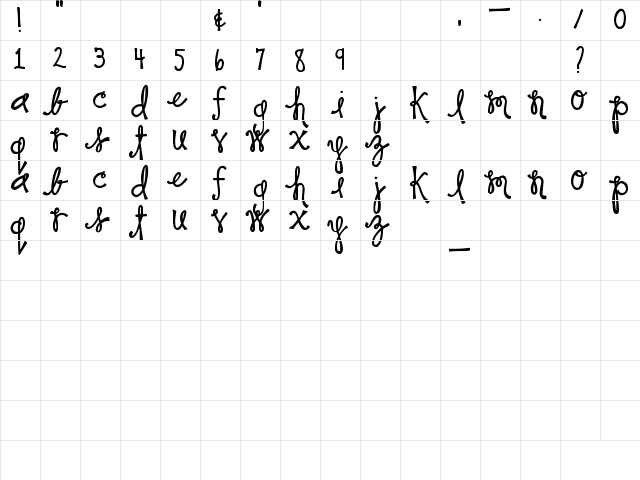 Super Snorty Laughter Regular  glyph index