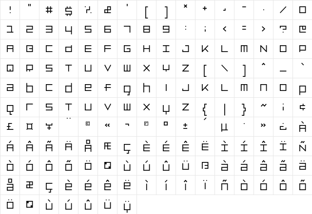 Luggage Light  glyph index