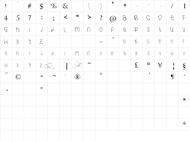 next Regular  glyph index