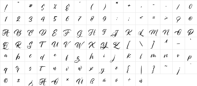 Silver Flower Regular  glyph index