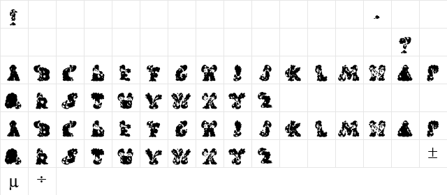 Carols Regular  glyph index