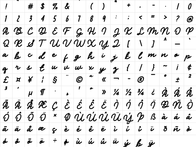 California-Personal Use Regular  glyph index