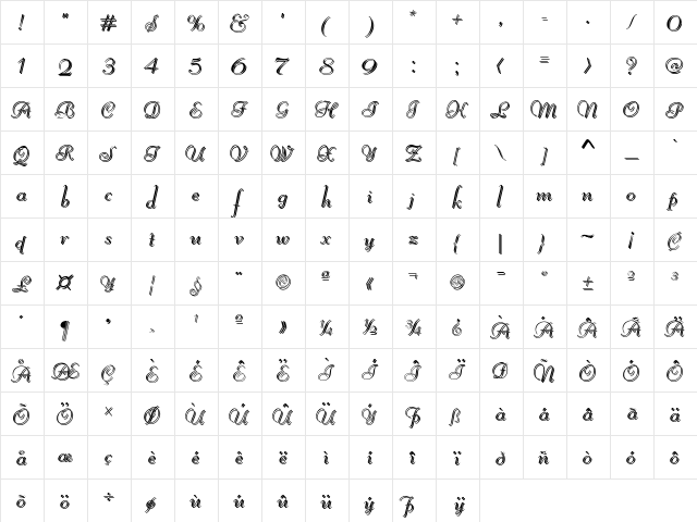 Reliant Shadow Free Regular  glyph index