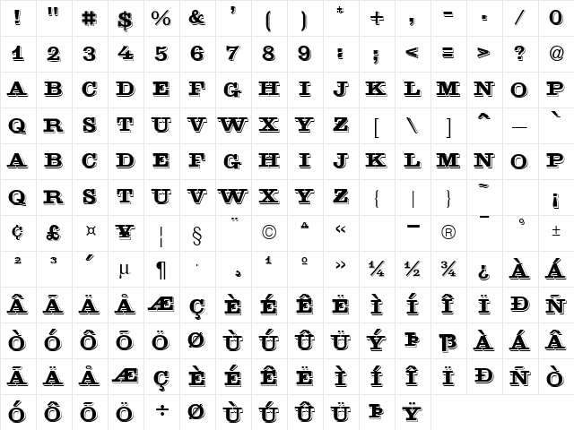 GE Golden Nugget Regular  glyph index