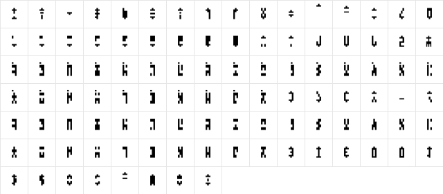 Ancient G Modern Regular  glyph index