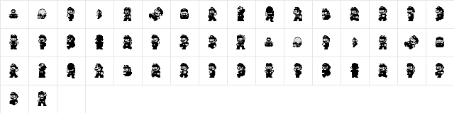 Super Mario World - Mario Regular  glyph index