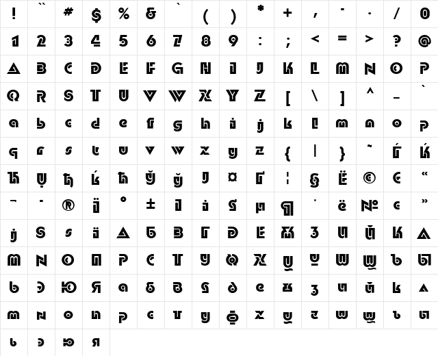 DublonC Regular  glyph index