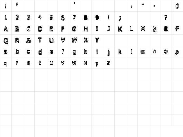 Grasping Regular  glyph index