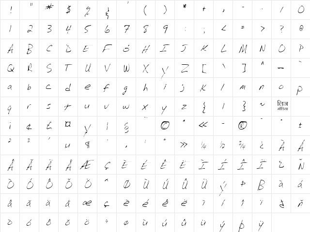 LEHN024 Regular  glyph index