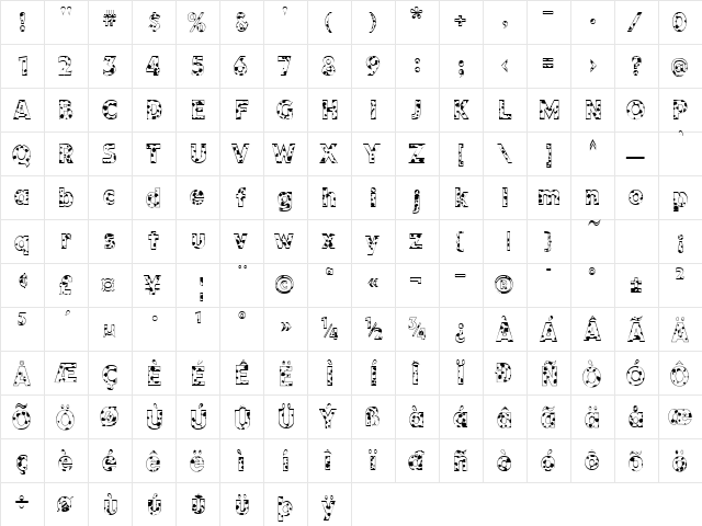 KolSpotted Regular  glyph index